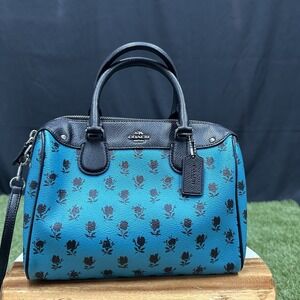Coach Mini Bennett‎ Crossbody Satchel Badlands Floral Turquoise Print Shoulder